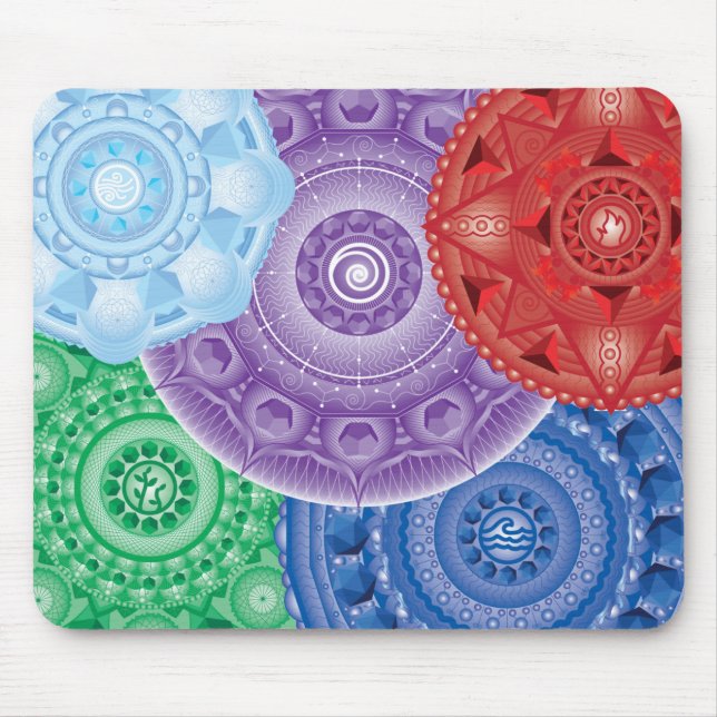 Five Elements Mandala Collage MultiColor Mouse Pad (Front)