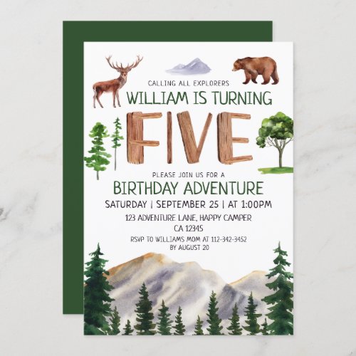 Five Explorer Boy Birthday  Invitation