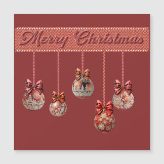 Five Fancy Christmas Balls Magnetic Card
