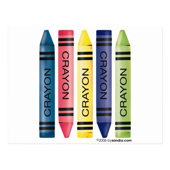 Five fat crayons postcard