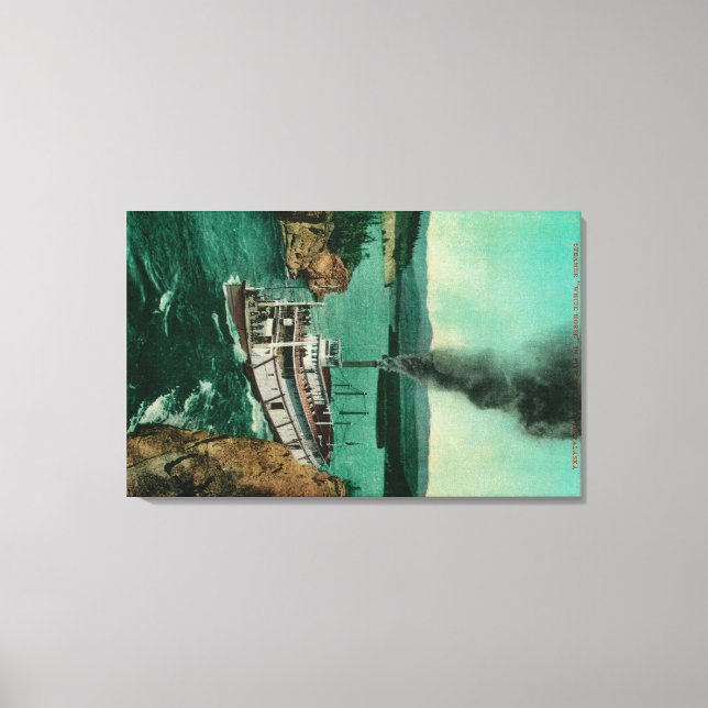 Five Finger Rapids with Steamer White Horse Canvas Print (Front)