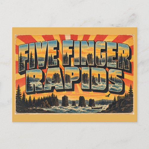Five Finger Rapids YT Yukon River Basalt Pillars Postcard