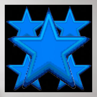 Five Five Point Blue Stars  Poster