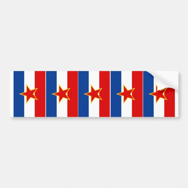 FIVE Flags of Yugoslavia Bumper Sticker (Front)