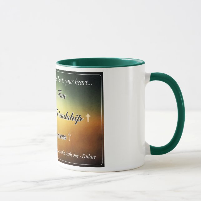 'Five F's' Green 11oz Coffee Mug (Right)
