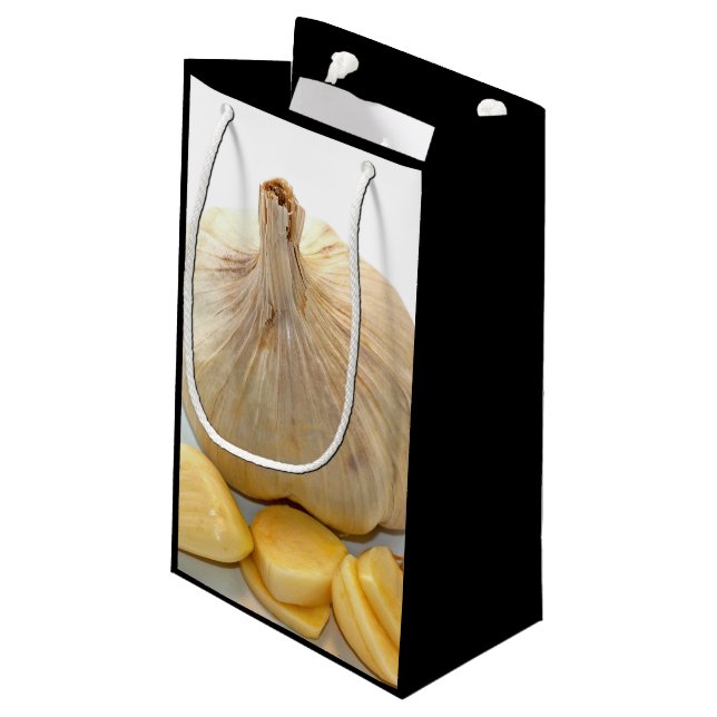 Five Garlic Slices And A Garlic Clove Small Gift Bag (Back Angled)