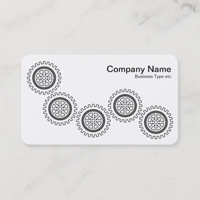 Five Gears - Black and White - Gray Back Business Card (Front)