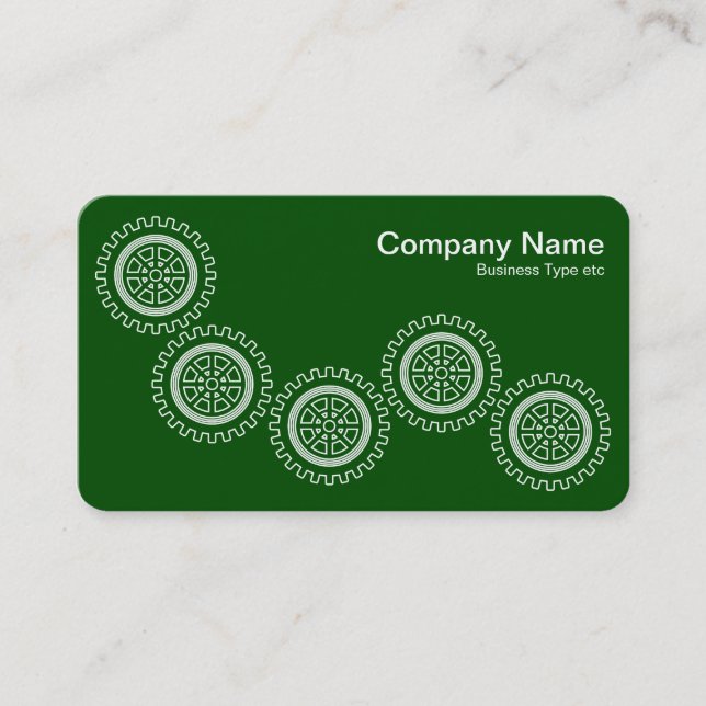 Five Gears - Dark Green - Gray Back Business Card (Front)