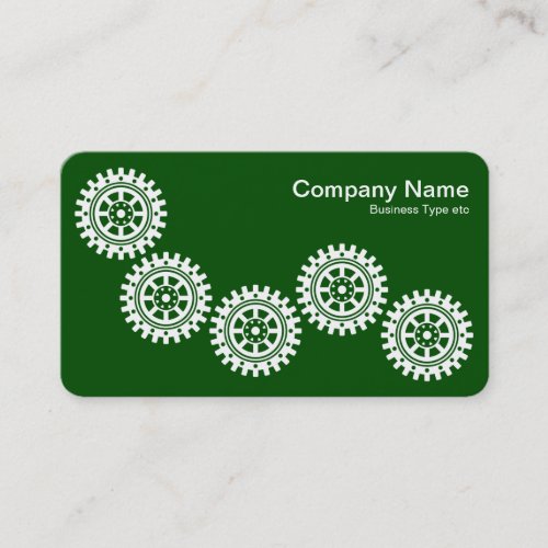 Five Gears II _ White on Dark Green _ Gray Back Business Card