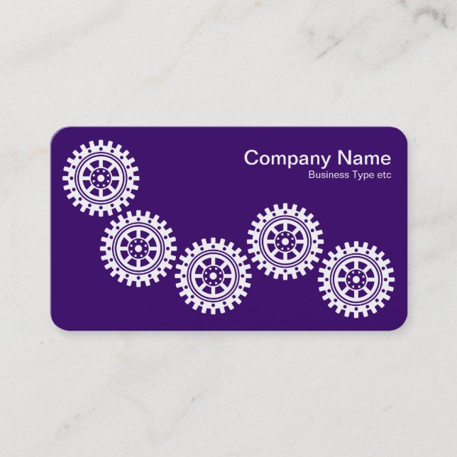 Five Gears II - White on Deep Purple - Gray Back Business Card (Front)