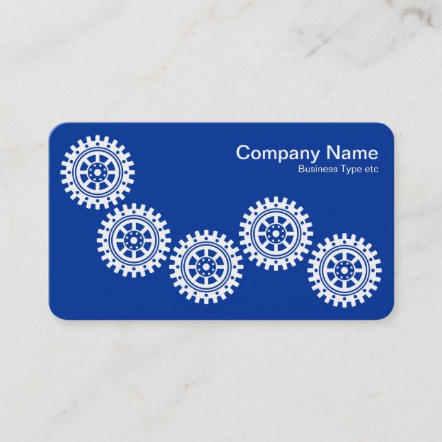 Five Gears II - White on Navy Blue - Gray Back Business Card (Front)