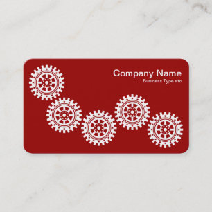 Five Gears II - White on Ruby Red - Gray Back Business Card