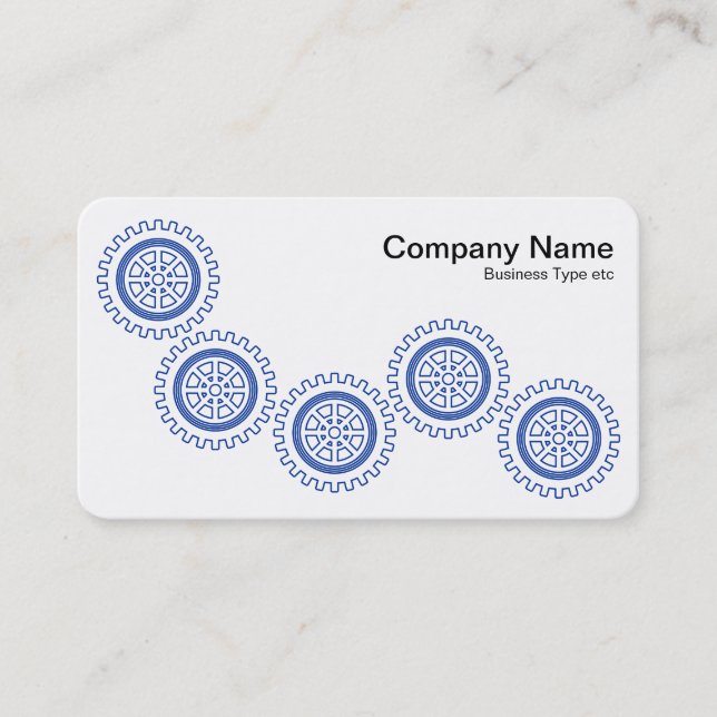 Five Gears - Navy Blue and White - Gray Back Business Card (Front)