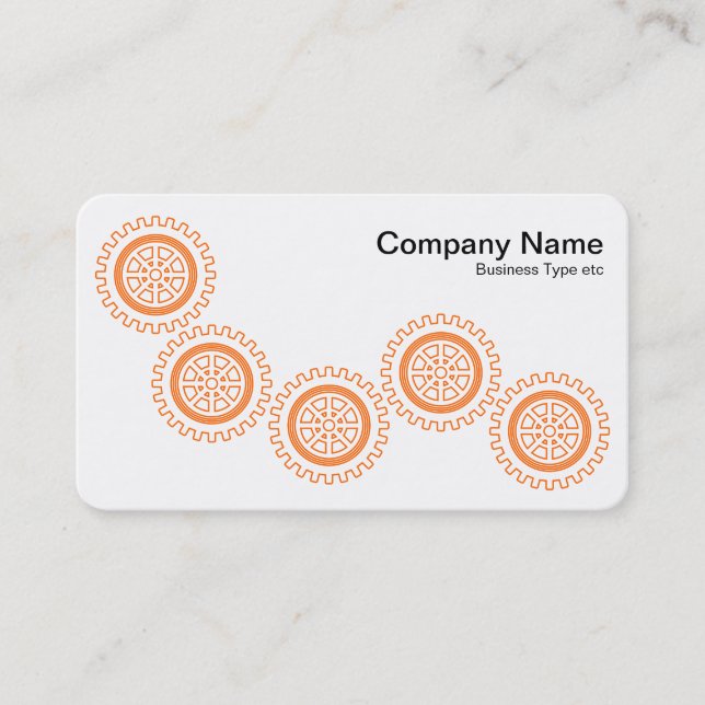 Five Gears - Orange and White - Gray Back Business Card (Front)