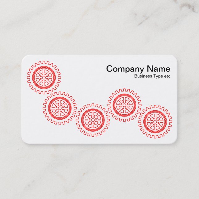 Five Gears - Red and White - Gray Back Business Card (Front)
