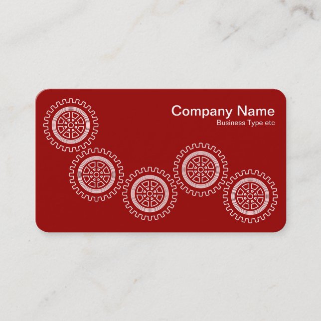 Five Gears - Ruby Red - Gray Back Business Card (Front)