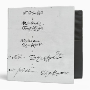 Five Genuine Autographs of William Shakespeare Binder
