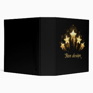 Five gold stars on black 3 ring binder