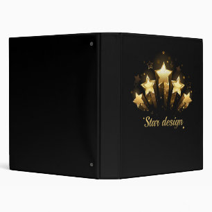 Five gold stars on black 3 ring binder