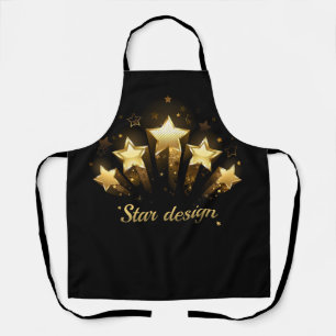 Five gold stars on black apron