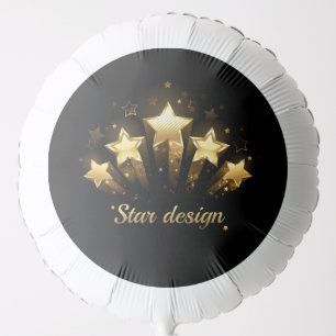 Five gold stars on black balloon