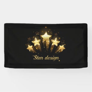 Five gold stars on black banner