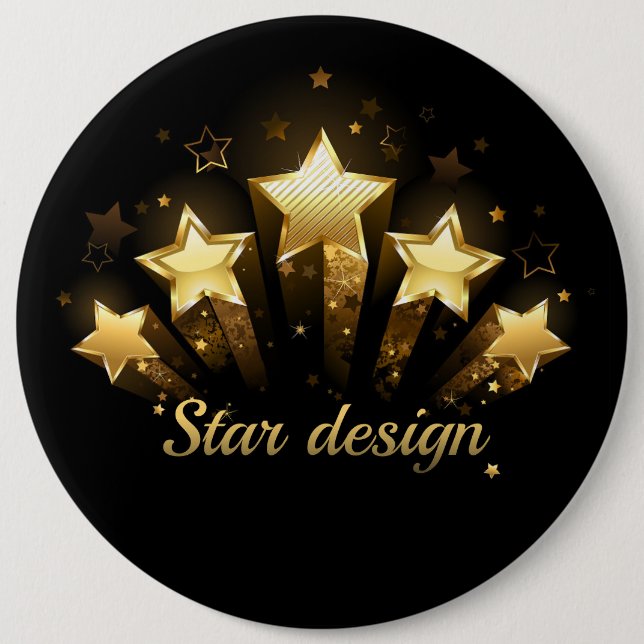 Five gold stars on black button (Front)