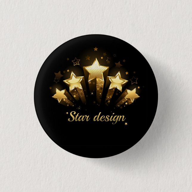 Five gold stars on black button (Front)