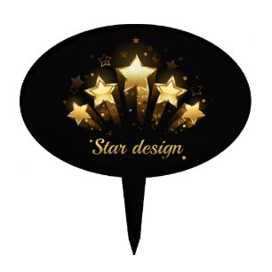 Five gold stars on black cake topper