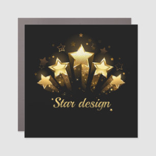 Five gold stars on black car magnet