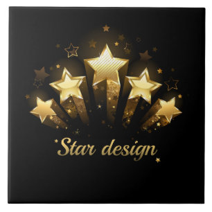 Five gold stars on black ceramic tile