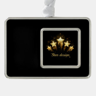 Five gold stars on black christmas ornament