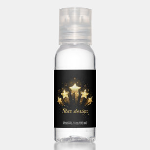 Five gold stars on black hand sanitizer