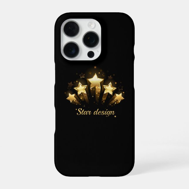 Five gold stars on black iPhone case (Back)