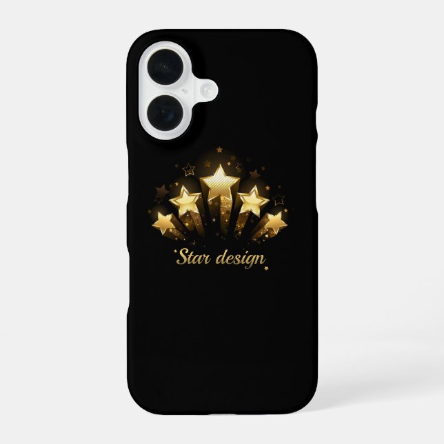 Five gold stars on black iPhone case (Back)