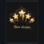 Five gold stars on black letterhead<br><div class="desc">Five shining stars of gold foil on a black background.</div>