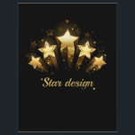 Five gold stars on black letterhead<br><div class="desc">Five shining stars of gold foil on a black background.</div>
