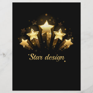 Five gold stars on black letterhead