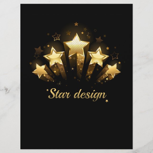 Five gold stars on black letterhead (Front)