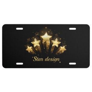 Five gold stars on black license plate