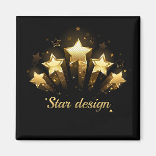 Five gold stars on black magnet