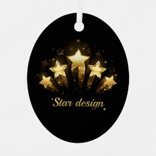 Five gold stars on black metal ornament