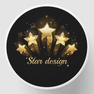 Five gold stars on black mini candle favors