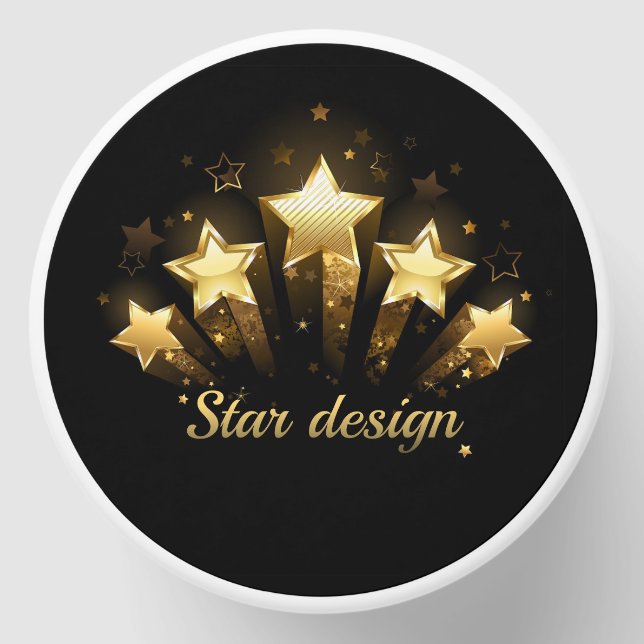 Five gold stars on black mini candle favors (Front)