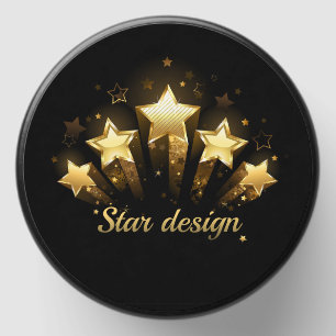 Five gold stars on black mini candle favors