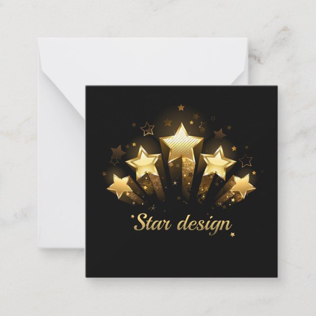 Five gold stars on black note card (Front)