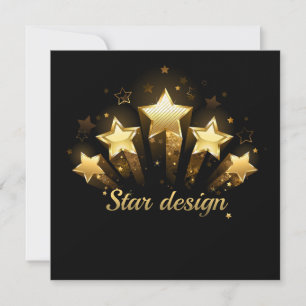 Five gold stars on black note card