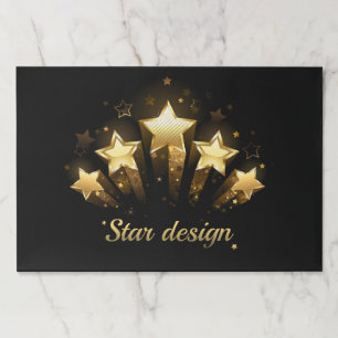 Five gold stars on black paper pad