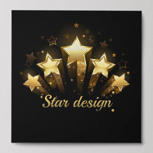 Five gold stars on black peel and stick photo tile