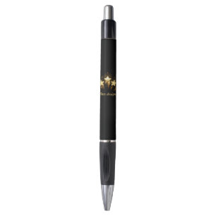 Five gold stars on black pen